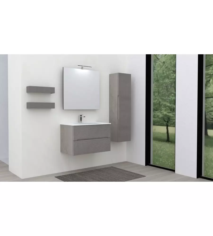 Mobile bagno "canaletto" cemento caldo, 80 cm